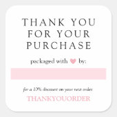 ピンクハートご注文 スクエアシール (正面)