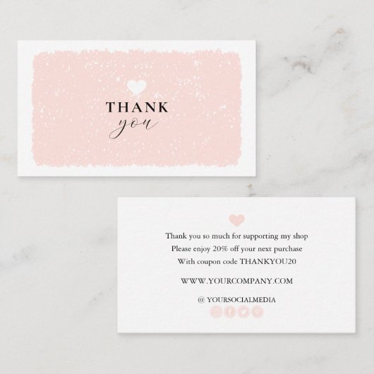 ピンクハートご購入ありがとうございます 名刺 (正面/裏面)