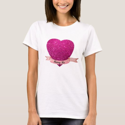 ピンクハートでプロポーズTシャツ Tシャツ (正面)