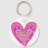 ピンクハートとサッカーボール柄 キーホルダー (裏面)