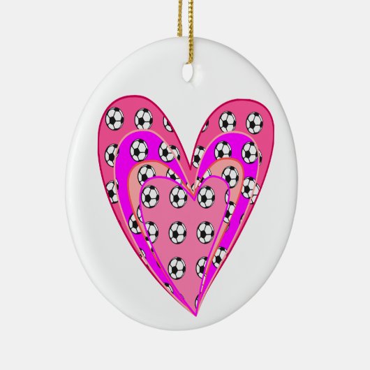 ピンクハートとサッカーボール柄 セラミックオーナメント (右)