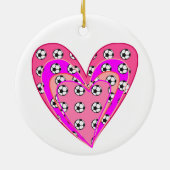 ピンクハートとサッカーボール柄 セラミックオーナメント (裏面)