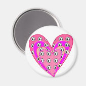 ピンクハートとサッカーボール柄 マグネット (正面/裏面)