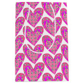 ピンクハートとサッカーボール柄 ミディアムペーパーバッグ (正面)