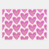 ピンクハートとサッカーボール柄 ラッピングペーパーシート (正面3)