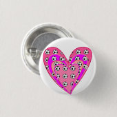 ピンクハートとサッカーボール柄 缶バッジ (正面&裏面)