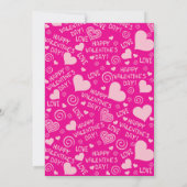 ピンクハートとタイポグラフィバレンタインデーパーティー 招待状 (裏面)