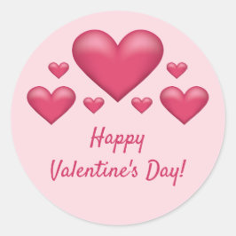 ピンクハートとハッピーバレンタインデー文字 ラウンドシール