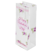 ピンクハートとフラワーハッピーバレンタイン抱き枕 ワインギフトバッグ (正面アングル)