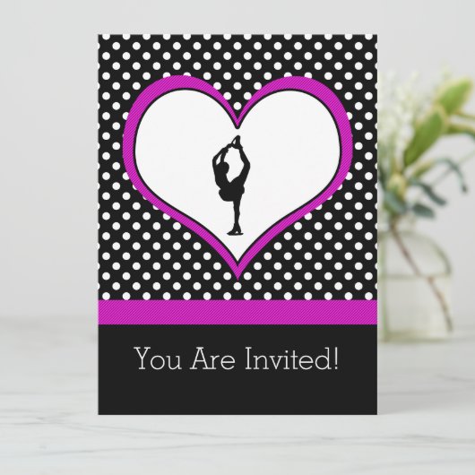 ピンクハートと古典的なポルカドット姿スケートで滑る 招待状 (スタンド正面)