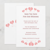 ピンクハートのデザインの結婚式 セーブザデート (正面/裏面)