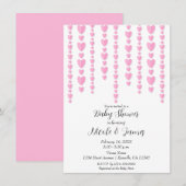 ピンクハートのバレンタインカップルのベビーシャワー 招待状 (正面/裏面)