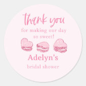 ピンクハートのブライダルシャワーパーティーフェイバー ラウンドシール (正面)