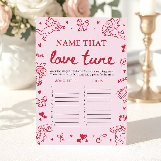 ピンクハートのラブソングタイトル当て 結婚パーティーゲーム 招待状