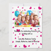 ピンクハートの写真 - サンクス フラットカード 招待状 (裏面)