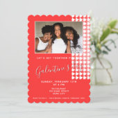 ピンクハートの友達写真 ガレンティーンズデー 招待状 (スタンド正面)