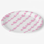 ピンクハートの可愛いバレンタイン ペーパープレート (アングル)