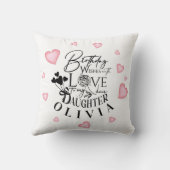 ピンクハートの娘の誕生日デザイン クッション (裏面)