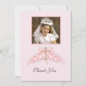 ピンクハートの宗教写真カード サンキューカード (正面)