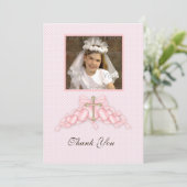 ピンクハートの宗教写真カード サンキューカード (スタンド正面)