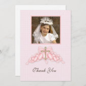 ピンクハートの宗教写真カード サンキューカード (正面/裏面)