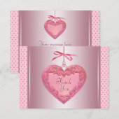 ピンクハートの感謝カード サンキューカード (正面/裏面)
