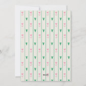 ピンクハートの花とグリーンハート - モダンなバレンタイン シーズンカード (裏面)