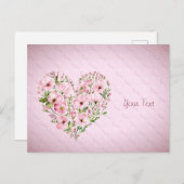 ピンクハートの花のポストカード ポストカード (正面/裏面)