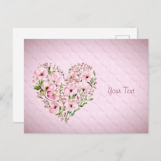 ピンクハートの花のポストカード ポストカード (正面/裏面)