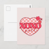ピンクハートのXoxo ハグ&キス ポストカード (正面/裏面)