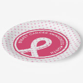 ピンクハートを持つ乳がん認識度 ペーパープレート (アングル)