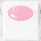 ピンクハートアイレット背景オーバルシール 楕円形シール (バッグ)