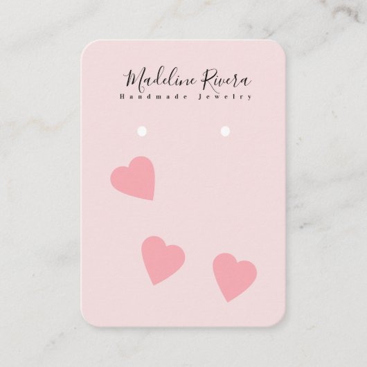 ピンクハートアーティザンイヤリングディスプレイカード コーリングカード (正面)