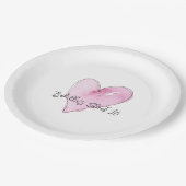 ピンクハートウォーターカラー甘い16誕生日名甘 ペーパープレート (アングル)