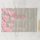 ピンクハートオンウッドバレンタインデー紙ランチョンマット ペーパーパッド (インサイチュ)