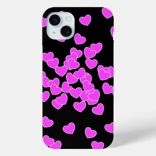 ピンクハートオンブラックiPhoneカバー Case-Mate iPhoneケース (裏面)