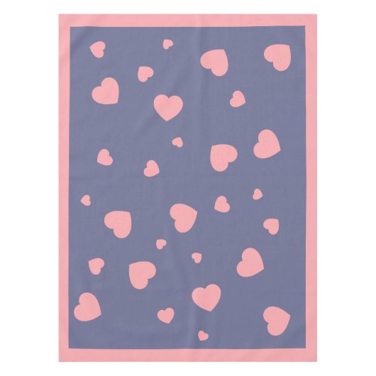 ピンクハートオンブルー テーブルクロス (正面)