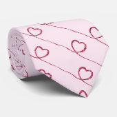 ピンクハートオン淡い色のピンク ネクタイ (ロール)