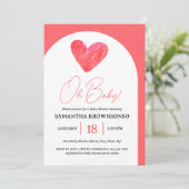 ピンクハートオ赤ちゃんシャワー 招待状 (スタンド正面)