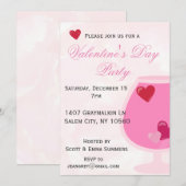 ピンクハートカクテル バレンタインデーパーティー 招待状 (正面/裏面)