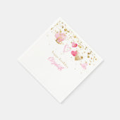 ピンクハートカスタムハート誕生日カクテル スタンダードカクテルナプキン (角)