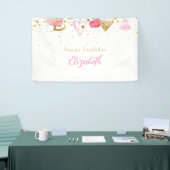 ピンクハートカスタムハート誕生日 横断幕 (トレードショー)