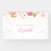 ピンクハートカスタムハート誕生日 横断幕 (横)