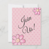 ピンクハートカスタムフォト誕生日 招待状 (裏面)