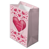 ピンクハートカスタム文字 ミディアムペーパーバッグ (裏面アングル)