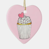 ピンクハートカップケーキブライダルベビーシャワーお祝い セラミックオーナメント (右)