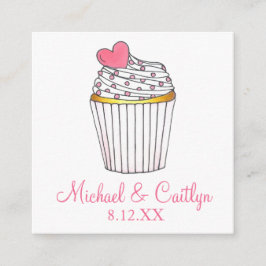 ピンクハートカップケーキブライダルベビーシャワー結婚ズ エンクロージャーカード