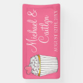 ピンクハートカップケーキブライダルベビーシャワー結婚ズ 横断幕 (縦)