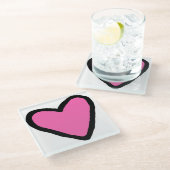 ピンクハートガラスコースター ガラスコースター (アングル)