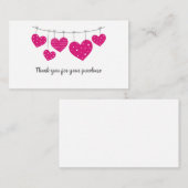 ピンクハートガーランドサンキューカード エンクロージャーカード (正面/裏面)